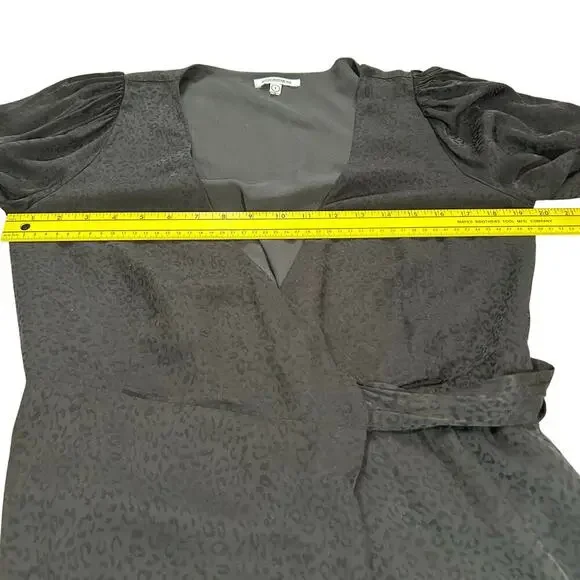 Good American Black Cheetah Print Wrap Dress Romantic Flirty Size 3 (L) - Picture 9 of 10